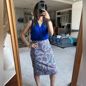 J crew skirt print skirt below the knew